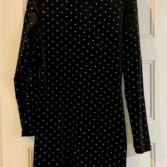 Black Velvet Dress With Silver “Rhinestones” - Picture 3 of 5